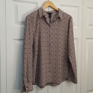 Women's geometric floral button up H&M shirt